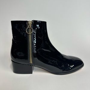 Joie square toe black patent gold zip booties in size 40 - never worn!